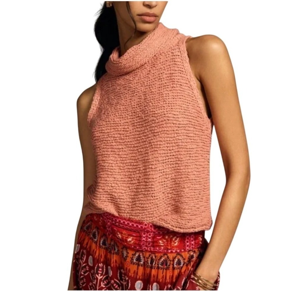 Pilcro Peach Sleeveless Cowl Neck Sweater
